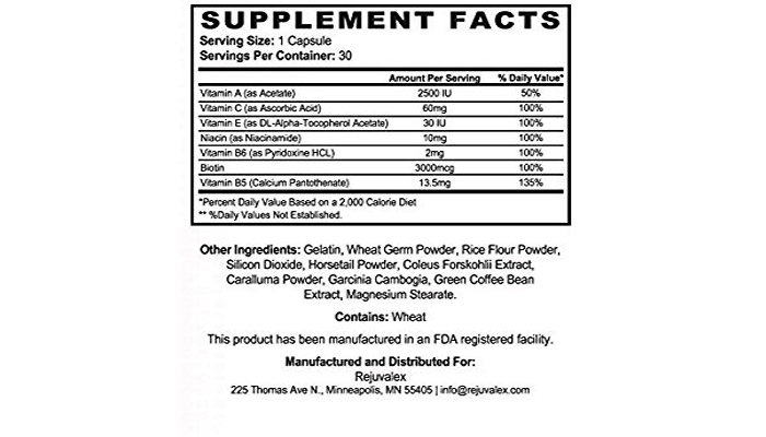 Rejuvalex Ingredients